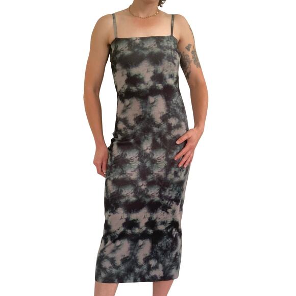Zara Gray Tie Dye Bodycon Midi Dress - Picture 1 of 6